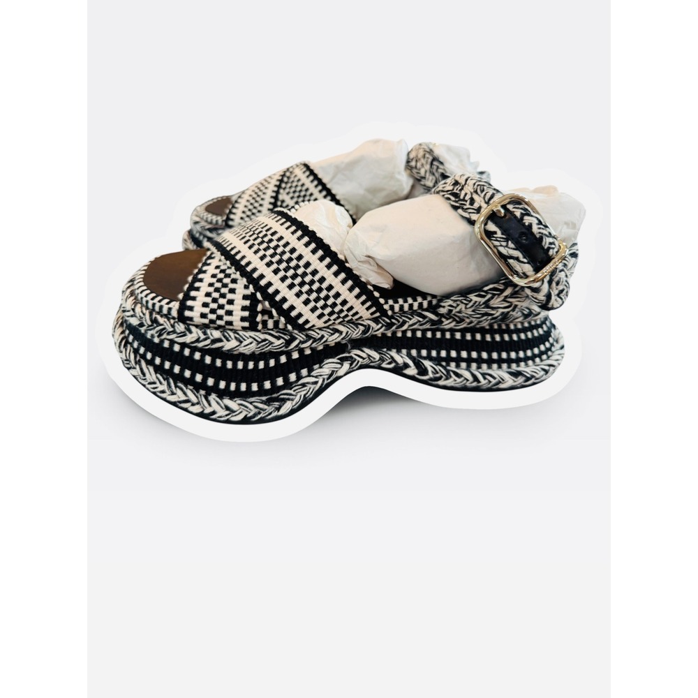 Chloé Meril Platform Sandals Womens 6 EU 36 Black White Woven NIB retails $840 - Picture 7 of 13